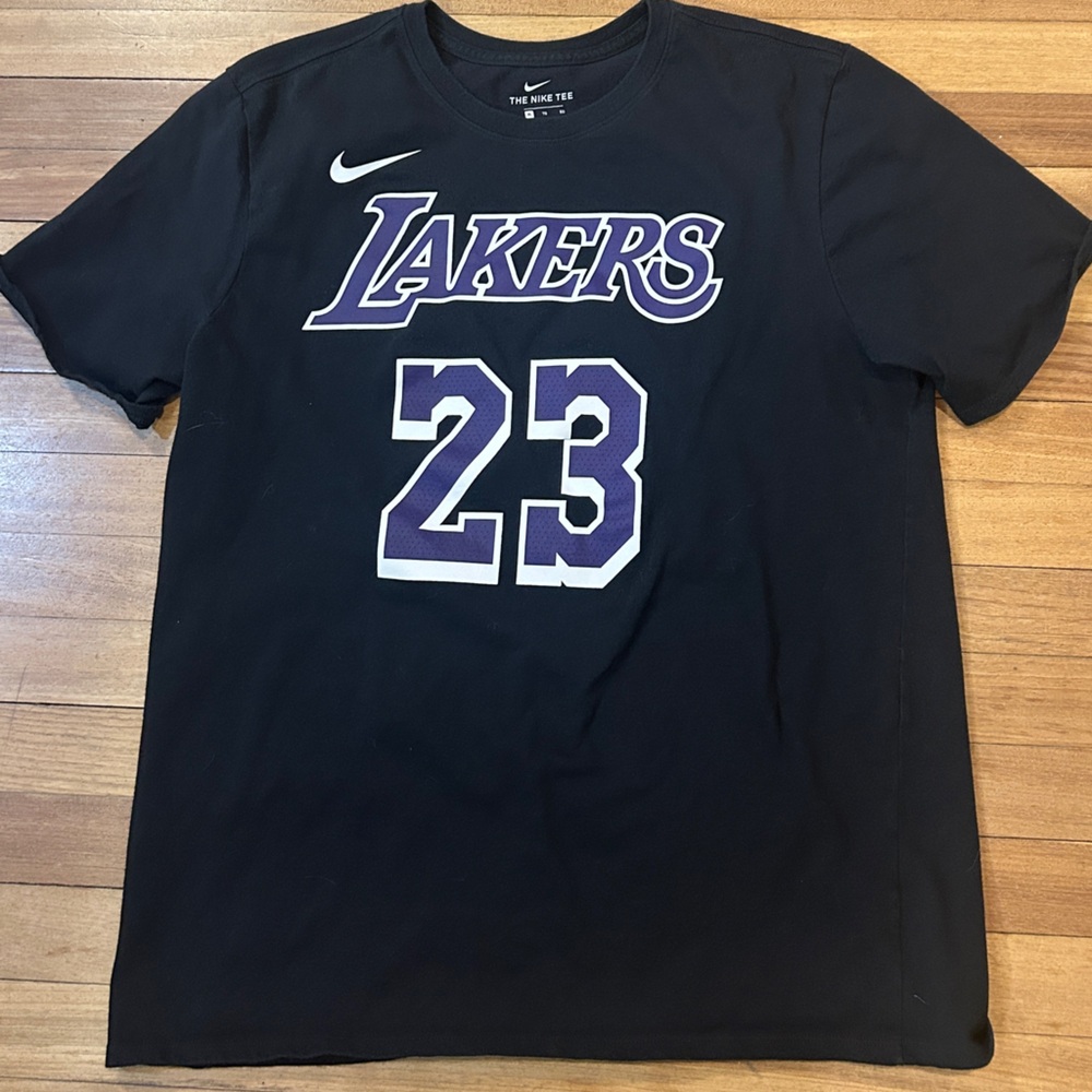 Sz XL 23" Chest NIKE Men's LA Lakers LeBron James  #23 T-Shirt Tee Black XL P4